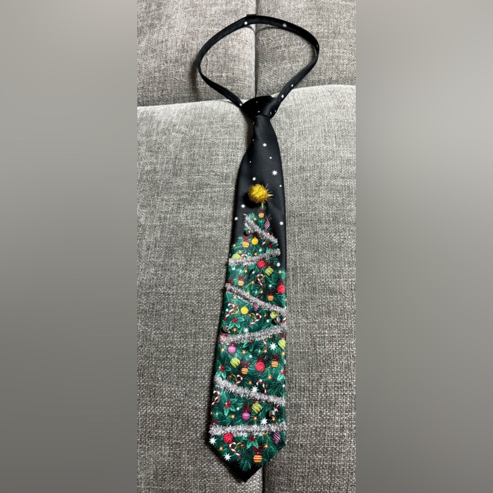 NOEL HOLIDAY MENS Black UGLY Christmas Tie Necktie